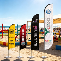 Drapeau publicitaire personnalisé en forme de larme avec piquet de sol et base en croix pour publicité extérieure, drapeau plume de plage