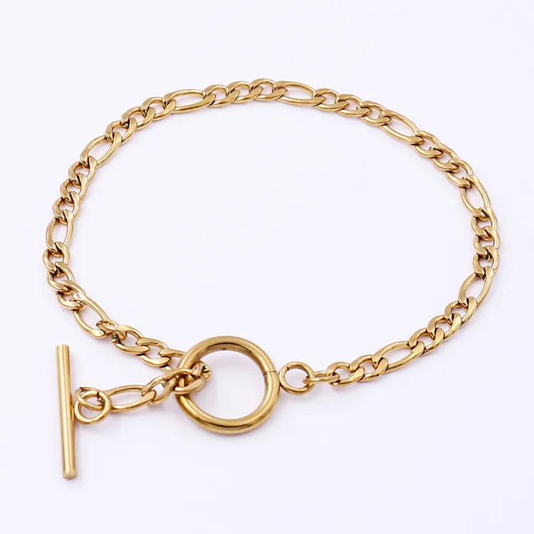 OT Cuban Chain Charm Chunky Bracelet Women Fashion Classic Jewelry 18K Gold Plated Stainless Steel Bracelets Bangles