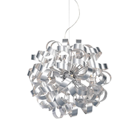 Lustre sphérique moderne en métal brossé avec ruban, luminaire suspendu décoratif pour salon, salle à manger, cuisine, maison