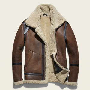 Blouson Aviateur B3 en Cuir et Peau de Mouton pour Homme, Style Motard, Tendance, Décontracté, Hiver, avec Doublure Sherpa OEM - Product Image 1