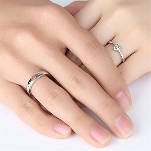 Kingcome-Anillo de amor de larga distancia para hombre y mujer, con forma de corazón, diamante, regalo de San Valentín, pareja - Product Image 2