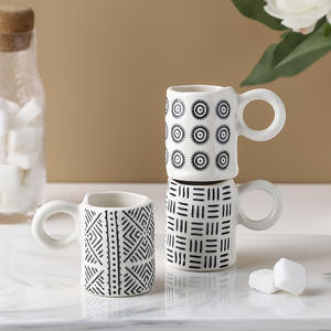 손으로 그린 에스프레소 머그잔 북유럽 미니 창조적 인 간단한 이탈리아 geom 북유럽 미니 창조적 인 간단한 이탈리아 기하학적 성격 머그잔 - Product Image 5