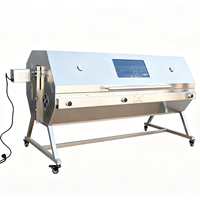 Parrilla de Barbacoa Híbrida de Gas y Carbón de Acero Inoxidable Moderna de Gran Capacidad con Asador Eléctrico de 15W, Termómetro y Ventana Visual