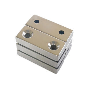 희토류 초강력 자성 재료 두 개의 접시 구멍이 있는 영구 <span class=keywords><strong>N40UH</strong></span> 직사각형 사각 자석 - Product Image 5