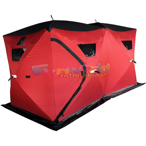 Abri portable pour l'extérieur en tissu oxford pour 4 personnes tente gonflable isolée portable pour la pêche sur glace - Product Image 6