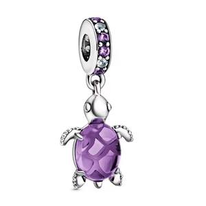 Colgante de tortuga marina <span class=keywords><strong>rosa</strong></span> oceánica con cuentas coloridas, compatible con <span class=keywords><strong>Pandora</strong></span>, dijes de plata 925, pulsera, colgantes para mujer, regalo de joyería DIY - Product Image 4