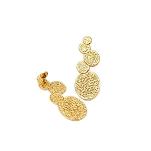 Pendientes Largos de Acero Inoxidable con Textura Martillada, Chapados <span class=keywords><strong>en</strong></span> Oro de 18K, Resistentes al Agua, Diseño <span class=keywords><strong>Irregular</strong></span>, Joyería Ganku - Product Image 6