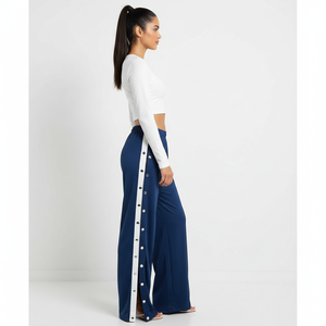 <span class=keywords><strong>Pantaloni</strong></span> Larghi da <span class=keywords><strong>Donna</strong></span> Blu Navy con <span class=keywords><strong>Bottoni</strong></span> <span class=keywords><strong>Laterali</strong></span> e Spacchi, Casual, Taglie Forti - Product Image 5