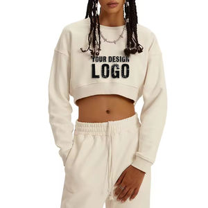 Sweat-shirt court à épaules tombantes vintage avec logo personnalisé, Spice Girls, mode décontractée, col rond épais, sweat-shirt court pour femmes - Product Image 5