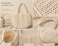 Ensemble de maillots de bain pour femmes 2 pièces et sac de plage, bikini triangle en crochet bohème, vêtements de plage