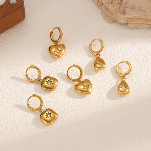 ต่างหูทรงหยดน้ำรูปหัวใจประดับเพชรซิร์คอนสแตนเลสสำหรับผู้หญิง เครื่องประดับสำหรับงานปาร์ตี้ - Product Image 1