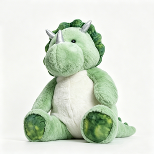 Peluche Triceratops, peluche dinosaure, peluche verte en forme de dinosaure, Triceratops à cornes argentées, jouet dinosaure pour enfants, peluche dinosaure moelleuse - Product Image 2