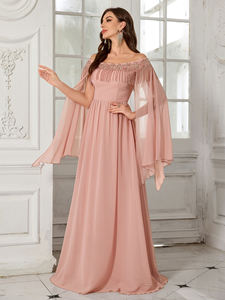 <span class=keywords><strong>Robe</strong></span> de soirée <span class=keywords><strong>longue</strong></span> élégante pour femme, à épaules dénudées, avec broderie de strass <span class=keywords><strong>et</strong></span> de paillettes, manches longues évasées <span class=keywords><strong>et</strong></span> décorations à pompons - Product Image 5