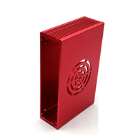 Carcasa de Aluminio Anodizado Rojo Brillante Extruido con Recorte para Ventilador, para Módulo Amplificador de Audio, Carcasa Protectora