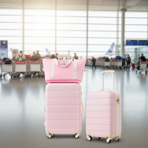 Db Luxury 2-Piece Hardshell Luggage Set With Tsa Lock Lightweight 20 & <b>24</b> Inch Spinner <b>Suitcases</b> Modern Pink Polyester Lining - Product Image 2