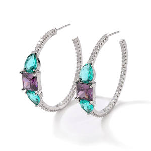 ต่างหู RAKOL รุ่น EP2996 ดีไซน์ใหม่ หรูหรา แฟชั่นสำหรับผู้หญิง ต่างหูเพชร CZ ขายส่ง ต่างหูห่วงประดับพลอยหลากสี รูปหัวใจ สำหรับเจ้าสาว งานแต่งงาน - Product Image 5