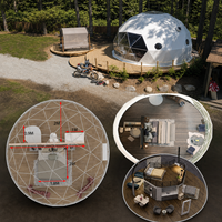 Dôme géodésique en verre de luxe personnalisé 2026, imperméable, pour glamping, pour plus de 8 personnes, avec poteaux en acier, utilisable en toutes saisons
