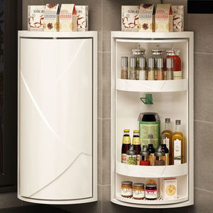 Étagère de rangement d'angle murale, étagère triangulaire rotative pour assaisonnements et condiments, nettoyage facile, aucune installation requise - Product Image 1
