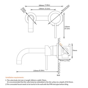 Robinets de salle de bain en laiton massif muraux fantaisie <span class=keywords><strong>mitigeur</strong></span> <span class=keywords><strong>Double</strong></span> trou eau chaude froide lavabo <span class=keywords><strong>mitigeur</strong></span> hôtel toilettes - Product Image 2