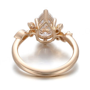 Anillo de Oro Sólido de Lujo de 14k/18k con Certificado IGI, Anillo de Diamante Cultivado en Laboratorio de 1.5ct en Forma de Pera, Anillo de Compromiso para Novia, Regalo de Aniversario de Bodas - Product Image 2