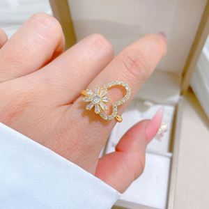 Anillo De Ansiedad Rotatable Zircon Sparkling Flower Fidget Anxiety <b>Ring</b> for Women Anti <b>Stress</b> Jewelry Rotating Open <b>Ring</b> - Product Image 4