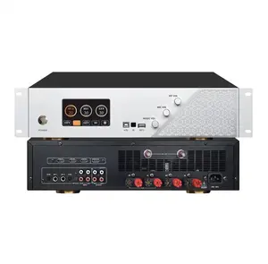 Mplifier-Amplificador de audio profesional de 4 canales, amplificador de micrófono inalámbrico udio ystem uil-in, araoke