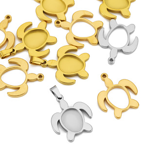 Pendentif tortue en acier inoxydable plaqué or véritable, accessoire de bijouterie DIY pour la création de colliers - Product Image 4