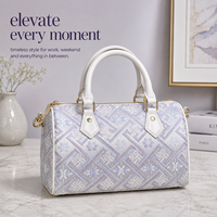 Sac à main Boston de luxe pour femme, en textile tissé traditionnel, élégant et structuré, avec fermeture éclair, portable, pour le quotidien et la mode