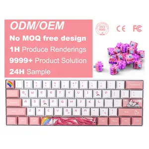 Customized OEM XDA 61 68 87 96 104 135 sublimation PBT keycaps LED Standard USB 2.0 Wired mechanical keyboard