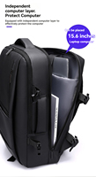 Waterproof 15.6 Inch Laptop Backpack Unisex Business Travel Large Capacity Multi-functional Bag USB Charging Zipper Polyester