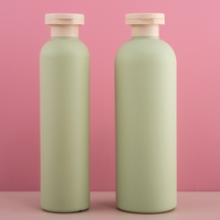 Vente en gros 300ml 500ml HDPE coin arrondi vert clair bouteille de pompe à émulsion de grande capacité ensemble de bouteilles de shampooing