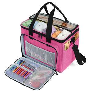 Yarn <b>Knitting</b> <b>Storage</b> Tote-Large Capacity Crochet Organizer Portable Travel Bag with Shoulder Strap Crochet Hooks Case - Product Image 1