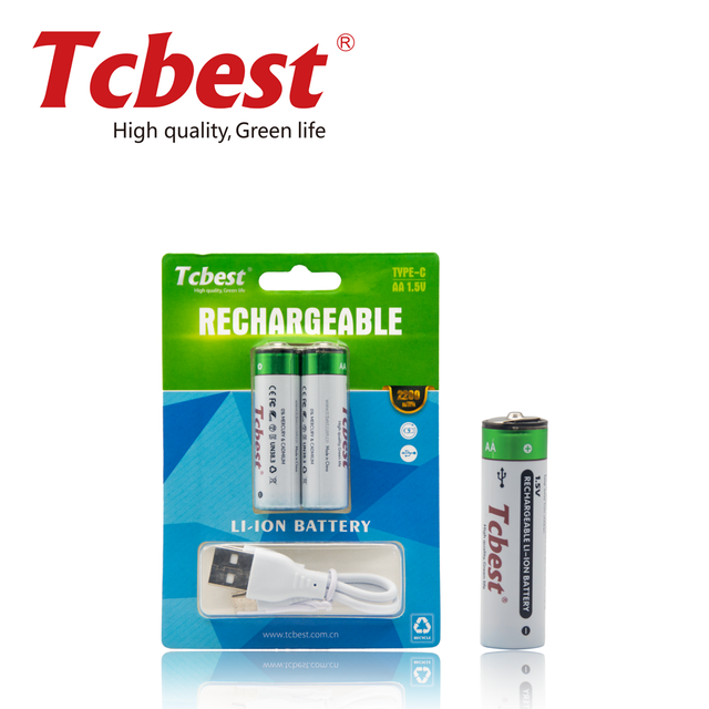 Green and Environmental protection Long Cycle Life Lithium Type-C Rechargeable Battery AA/AAA Good Quality LI-ION BATTERY