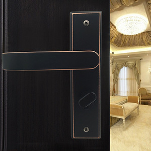 Black 304 Stainless Steel Lever Door <b>Lock</b> For Wooden Interior Doors Modern Simple Style Durable Handle - Product Image 2