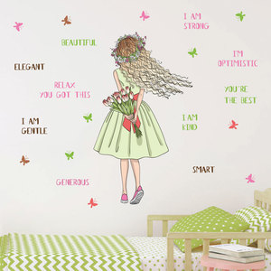 <span class=keywords><strong>Adesivi</strong></span> murali <span class=keywords><strong>con</strong></span> testo di ispirazione <span class=keywords><strong>per</strong></span> ragazza floreale 3D - Product Image 4