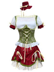 Venta al por mayor Octoberfest Bavarian Dirndl Maid Campesina Falda Vestido Alemán Wench Disfraz Fiesta Mujer Oktoberfest Vestido Largo - Product Image 6