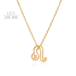Collier pendentif signe du zodiaque creux en fil métallique, inspiré du <span class=keywords><strong>horoscope</strong></span> 3D, en acier inoxydable plaqué or, vente en gros - Offre Spéciale - Product Image 4