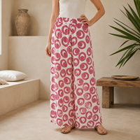 Pantalon palazzo pour femme, imprimé abstrait, taille haute, élastique, décontracté, avec poches, pour l'été et la plage