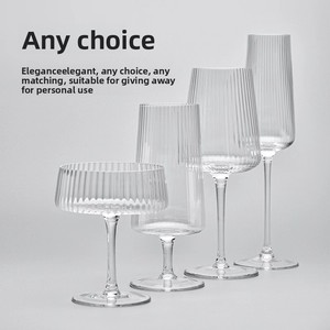 Hiện Đại sứ dọc sọc thủy tinh cốc cho rượu vang đỏ tráng miệng cốc và Decanter với dày đặc gân thiết kế - Product Image 2