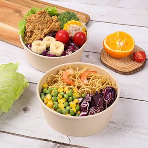 Bol et assiettes peu profonds en <span class=keywords><strong>carton</strong></span> <span class=keywords><strong>kraft</strong></span> biodégradable de qualité alimentaire jetables pour salades à emporter - Product Image 1
