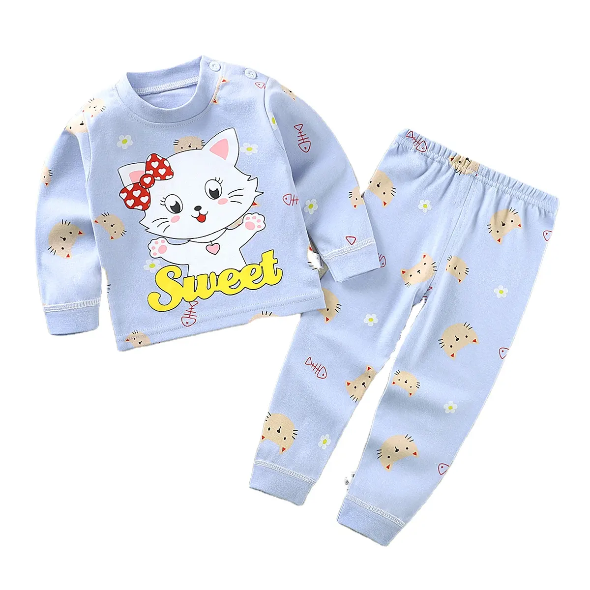 Wholesale Kids Pijamas Children Sleepwear cotton Pajamas Sets Kids Girl's Clothing Set