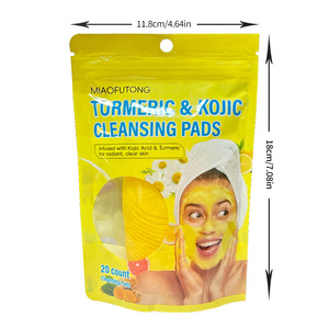 Discos limpiadores de cúrcuma y ácido kójico para el rostro, 20 unidades, con vitamina B5 y C, toallitas exfoliantes faciales - Product Image 2
