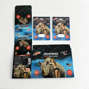 Custom Design 3D Blister Card With Label Sticker Male Enhancement Rhino Pills Box For Capsule Packaging