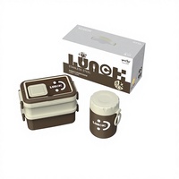 Ensemble de boîtes à lunch en acier inoxydable à double couche avec tasse à soupe, boîte à bento portable anti-fuite pour étudiants, employés de bureau, stockage alimentaire