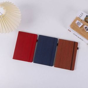 Carnet A5 en PU, couverture rigide, bande élastique, couverture en bois grainé haut de gamme, agenda de luxe, logo personnalisé pour entreprise - Product Image 3