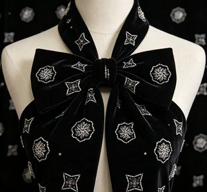 Tela de Terciopelo Negro A068 con Bordado de Cuentas en Forma de Estrella Geométrica Cian Pálido para Vestidos y <span class=keywords><strong>Abrigos</strong></span> Formales de Otoño e Invierno - Product Image 6