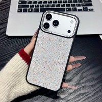 Coque de téléphone portable de luxe scintillante avec strass pour iPhone 17 Pro Max 16 15 14 Plus, entièrement ornée de diamants, coque arrière souple en strass