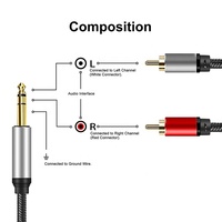 Câble audio stéréo haute performance Hifi, prise mâle TRS 6,35 mm 6,5 mm vers double RCA mâle, câble de branchement en Y