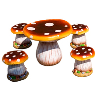Table et chaise de champignon de jardin d'enfants, table et tabouret de champignon de cour de jardin, siège et tabouret de champignon de fibre de verre de sculpture