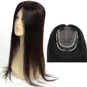 Оптовая продажа, кусочки человеческих волос для верхней части головы с зажимами, Топпер из человеческих волос с шелковым верхом